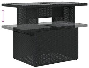 Kerti Kanapé Szett 11 Darab Fekete Rattan