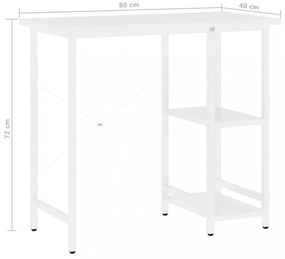 fehér MDF és fém számítógépasztal 80 x 40 x 72 cm