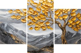 Kép – Fa arany levelekkel (90x60 cm)