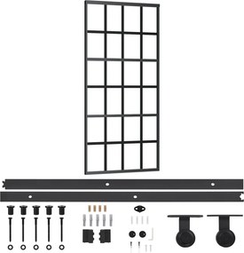 vidaXL ESG üveg és alumínium tolóajtó fémszerelvény-szettel 90x205 cm