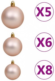 zöld megvilágított műkarácsonyfa gömb szettel 90 cm