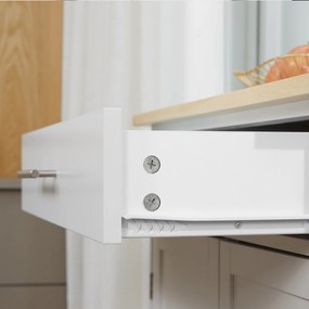 HOMCOM Konyhai Kocsin Kerekekkel Szolgáló Kocsi Konyha Sziget Fiókkal Szekrénnyel és Törölközőtartóval - 83L x 45W x 91.5H cm Fehér | Aosom