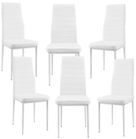 [en.casa] Étkezőszék párnázott műbőr szék Graz 6 darabos szett 96 x 43 cm fehér