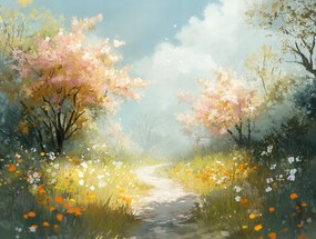 Vászonkép Canvas Tájkép Kilátás Út Ösvény Fák Tavasz 80x60