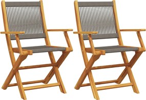 vidaXL 2 db szürke tömör akácfa és polipropilén kerti szék