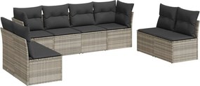 vidaXL 8 részes világosszürke polyrattan kerti ülőgarnitúra párnával