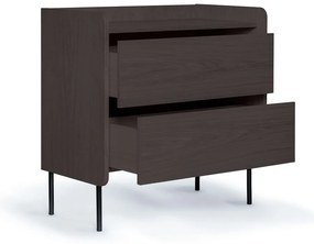 Fekete magas komód tölgyfa dekorral 80x82 cm Wrap – Bonami Selection