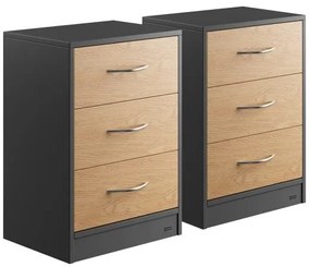 Casaria® 2 darabos Eloise éjjeliszekrény szett 54x39x28 cm - fa/szürke