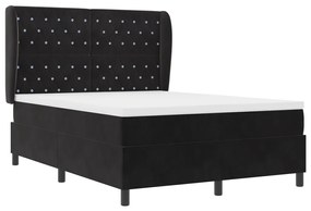 Boxspring Ágy Matrac nélkül Fekete 140x200 cm Bársony