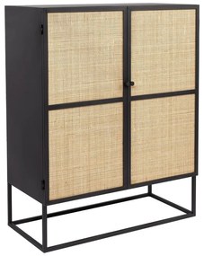 Fekete rattan magas komód 80x100 cm Guuji - White Label