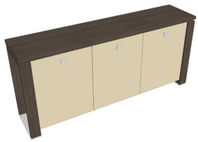 Verno+ alacsony szekrény 200 x 46 x 90 cm, üvegajtó, antracit tölgy / vanília