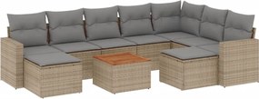 vidaXL 10 részes bézs polyrattan kerti ülőgarnitúra párnával