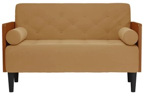 barna bársony loveseat kanapé párnákkal 110 cm