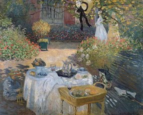 Claude Monet - Festmény reprodukció The Luncheon: Monet's garden at Argenteuil, c.1873, (40 x 35 cm)
