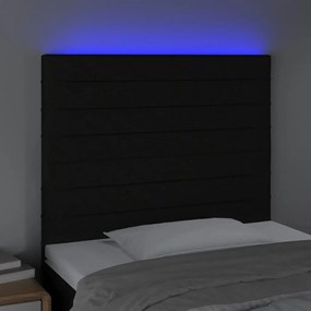 fekete szövet LED-es fejtámla 100x5x118/128 cm