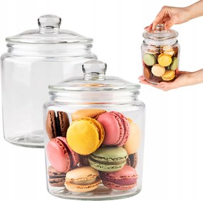 2x Befőttesüveg 1 L Légmentesen Záródó Üveg Tartály Szárított Gombákhoz Dió Sütemények