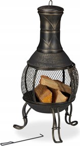 Öntöttvas kerti kandalló fekete-arany Dekoratív Terasz Kályha RelaxDays