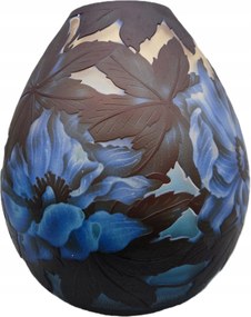 Váza kék üveg színes kézműves dekorációs ajándék