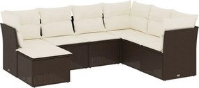 vidaXL 7 részes barna polyrattan kerti ülőgarnitúra párnákkal