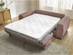 Rózsaszín kordbársony kanapé mindennapos alvásra-kinyitható 240 cm Hugo – Bobochic Paris