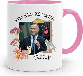 Andrzej Duda Pis Rózsaszín Elnöki Bögre fényképes nyomattal