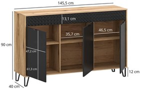 Szekrény Botones (evoke tölgy + fekete) . Akció -17%. 1116772