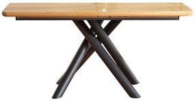 Asztal Houston 880Fekete, Tölgy, 75x90x160cm, Hosszabbíthatóság, Közepes sűrűségű farostlemez, Természetes fa furnér, Fém