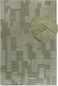 Gyapjú szőnyeg nappaliba 190x280cm,zöld kézzel szőtt 3d hatású