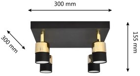 LED Spotlámpa TUBSSON 4xGU10/4,8W/230V fekete/arany