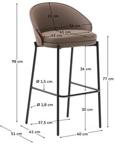 Barna bárszék (ülésmagasság 77 cm) Eamy – Kave Home