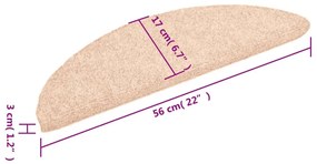 15 db krémszínű öntapadós lépcsőszőnyeg 56x17x3 cm