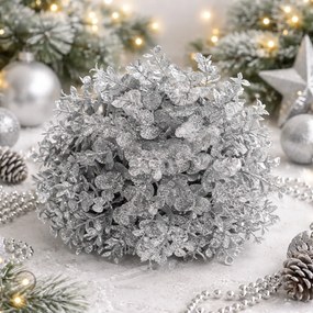 Eukaliptusz gömb karácsonyi függő dekoráció, ezüst, átmérő 24 cm.