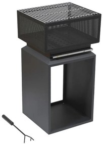 Hordozható fa tűzrakóhely rostéllyal fekete