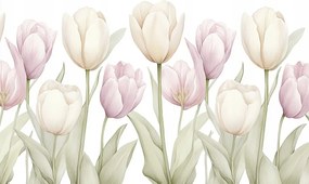 Fotótapéta Flizelina Grafika Természet Bézs Rózsaszín Tulipán Virágok 208x146 ragasztó