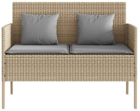 bézs polyrattan kerti pad párnákkal