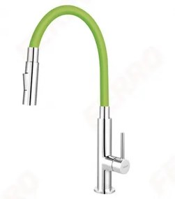 Ferro ZUMBA Slim 2F - konyhai csaptelep flexibilis kifolyócsővel, zöld