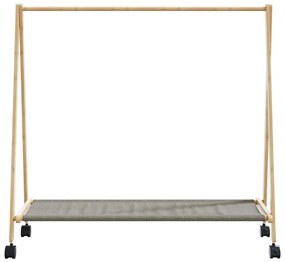 bambusz ruhaállvány polcokkal és kerekekkel 103 x 40 x 183 cm
