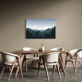 Kép - Szarvas farkassal a sziklák között (90x60 cm)
