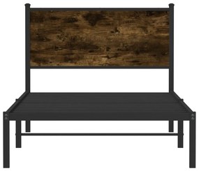 füstös tölgy színű fém ágykeret matrac nélkül 100 x 200 cm