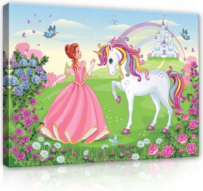 Vászonkép falikép rózsaszín zöld hercegnő 75x100