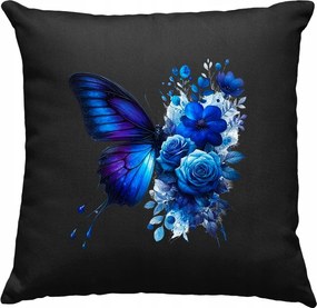 Pillangó párna Virágok Színes művészet 6 Fekete
