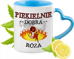 Rózsa Bögre Kék Szív Alakú Füllel Ajándék Nyomtatott