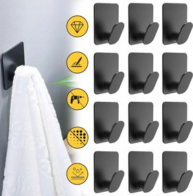 12x Akasztó Öntapadós Törölköző Akasztó Öntapadós Akasztó Fürdőszobákhoz