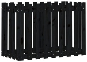 fekete tömör fenyőfa kerti magaságyás kerítéssel 100x50x70 cm