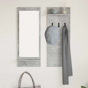 Fali Kabáthorog polcokkal Beton szürke 70 x 10 x 90 cm Faanyag