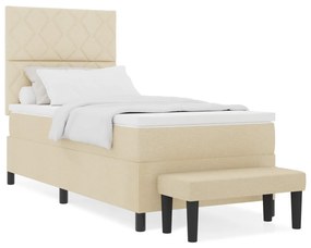 Boxspring ágy matraccal és paddal krém színben 90x200 cm szövet