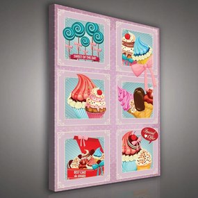 Vászonkép 75x100 Édesség muffin keksz desszertek retro vintage pasztell