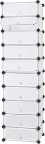Cipőtároló doboz 10 db moduláris tárolódoboz, fehér 43x31x173cm