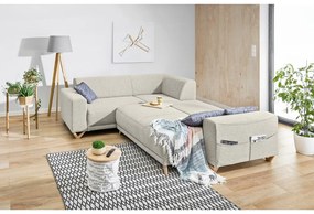 Bézs kinyitható-tárolóhelyes sarokkanapé (bal oldali-L alakú) Classy Sophie – Miuform