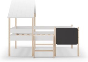 Fehér házikó alakú magasított borovi fenyő gyerekágy 90x190 cm Mint – Marckeric